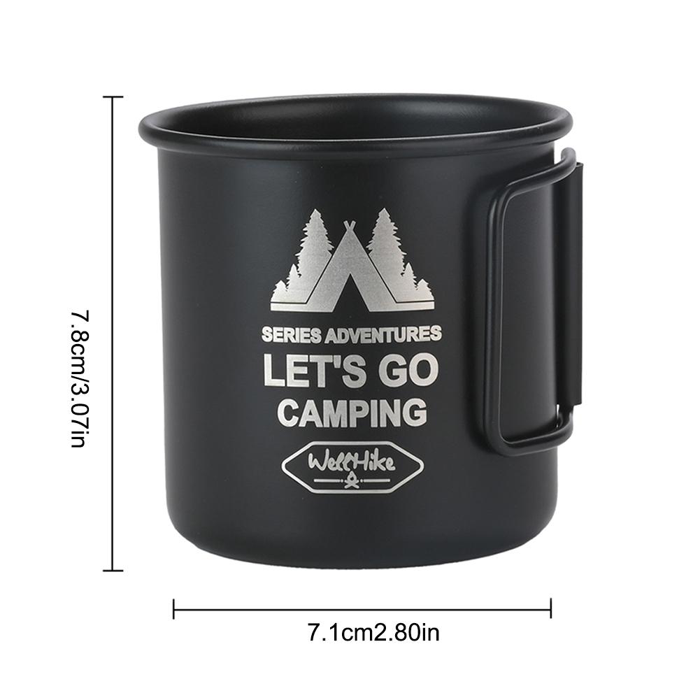300 ml Camping-Wasserbecher mit faltbarem Griff, Camping-Becher aus Aluminiumlegierung, Tee-, Bier- und Kaffeebecher, leicht, für Camping und Wandern