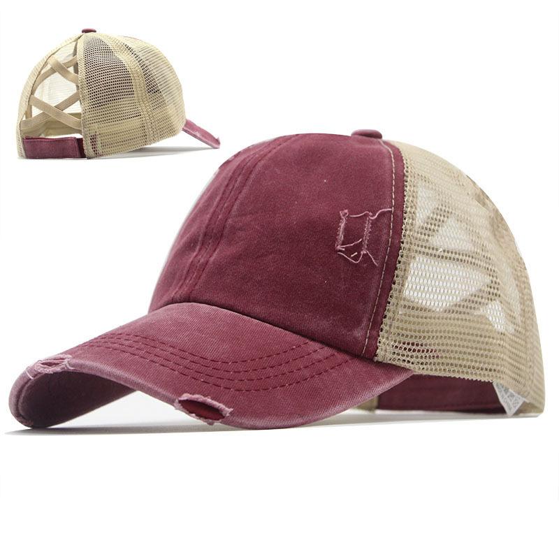 New Popular Outdoor Cross Ponytail Cap Sports Broken Edge Baseball Cap Summer Ladies Running Cap