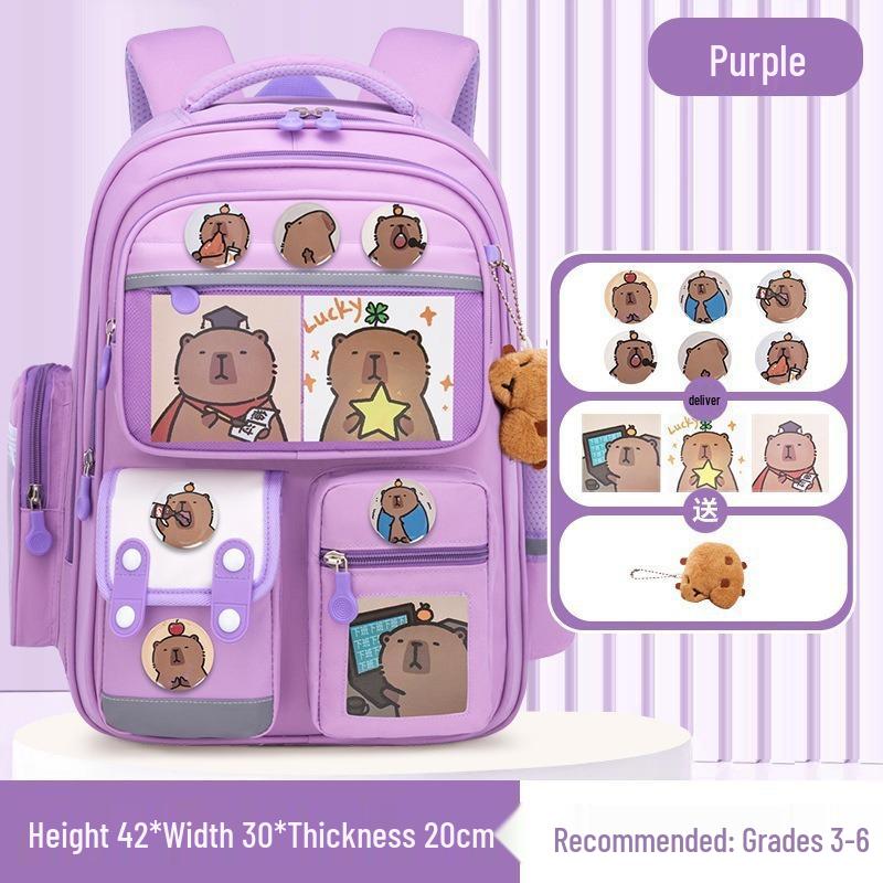 Kuromi Kids' School Backpack: Large Capacity, Spine Protection, Ages 6-12, Grades 1-6