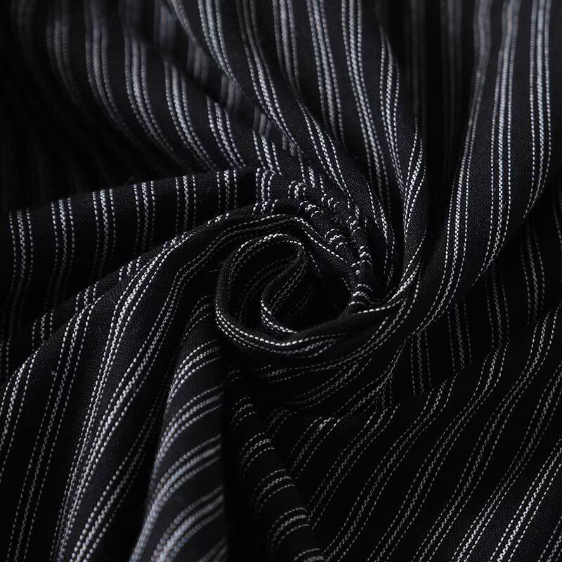 2025 Spring Women's Striped Print Loose Single-Breasted Lapel Shirt