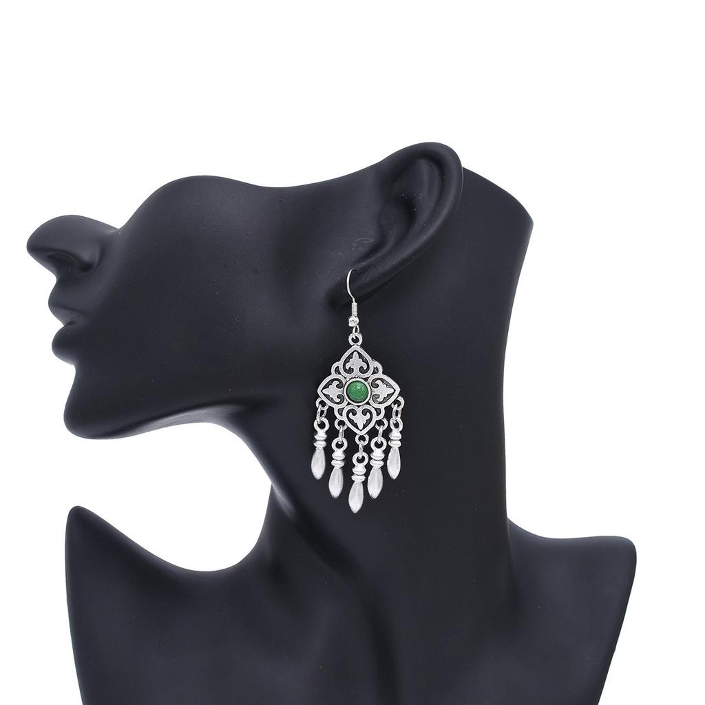 Ethnic style Kazakh earrings women's retro high-end fringed earrings Xinjiang Miao Yin exotic style festival earrings