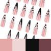 24Pcs Leopards Print Press On Nails Long False Nails French Tip Glossy Artificial Nails Full Covers Stick On Nails