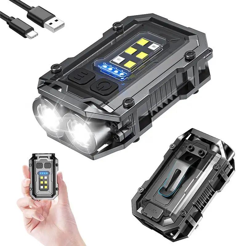 Linterna de Bolsillo LED Potente Super Brillante Multifuncional Magnética COB EDC Mini Llavero Linterna Recargable