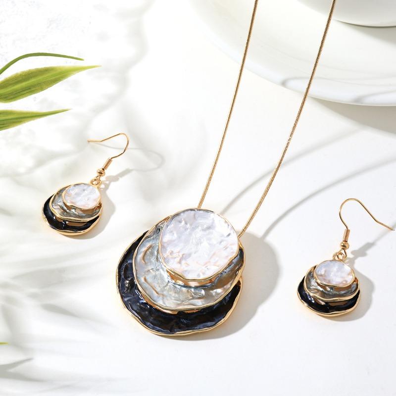 Модные Ins Бохо Стиль Цветная Живопись Масло Трехслойное Кольцо Подвеска Серьги для Женщин 1Pcs чёрный