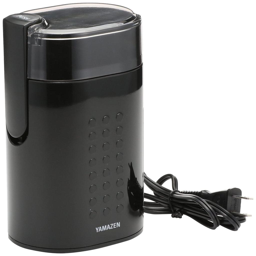 Yamazen Electric Coffee Grinder, 100g Capacity - Black, Simple One-Touch Operation