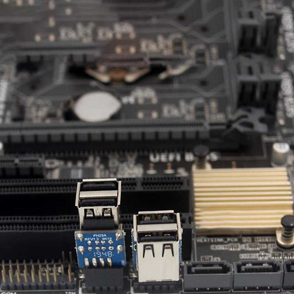 USB 2.0 Motherboard Header 9pin 10pin Motherboard to 2 Ports USB 2.0 Dual USB A 9 Pin Female Adapter Converter