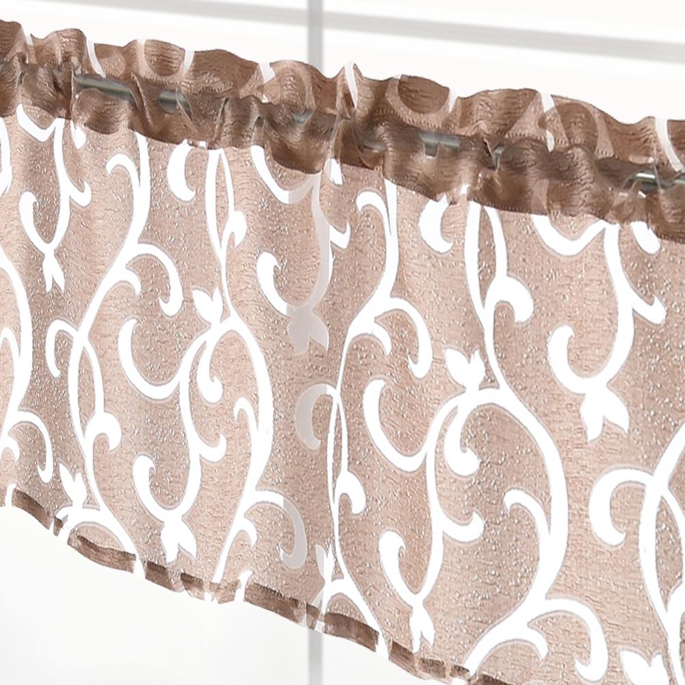 1PC NAPEARL Pastoral Plaid Jacquard Short Tulle Window Curtain Washable