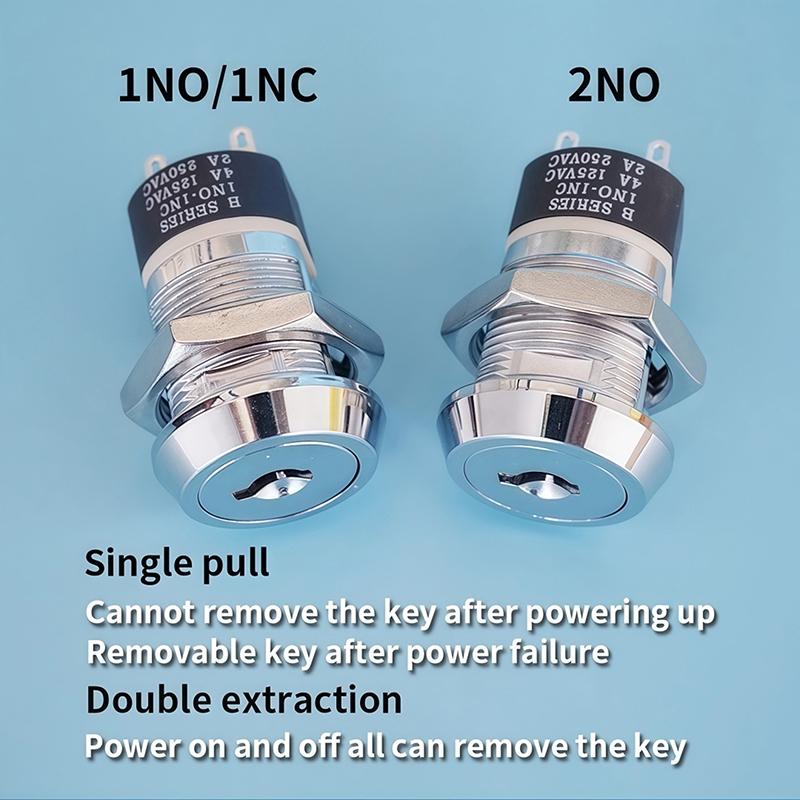 19Mm Power Lock 2801 Elevator Lock Key Switch Electronic Lock Base Station Lock Single Pull Double Pull Switch With 2 Keys