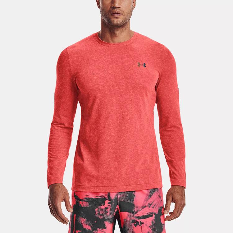 Under Armour Contrast Logo Crew Neck Sports T-Shirt Men Tops Venom-Red 1361135-690