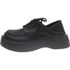 Small leather shoes women's new spring and summer student big head retro black straps thick sole heightening single shoes