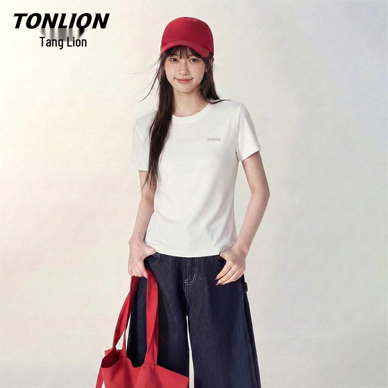 TonLion Women s Logo Slim-Fit Short Sleeve T-Shirt S