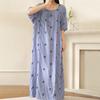 1011 new cotton and silk nightdress women's summer short-sleeved pajamas cartoon pony element long loose cotton silk skirt can be worn outside