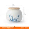 1pc Hand Drawn Underglaze Colored Tea Jar Ceramic Powder Sealed Jar Chinese Style Portable Storage Jar Plant Pattern Design