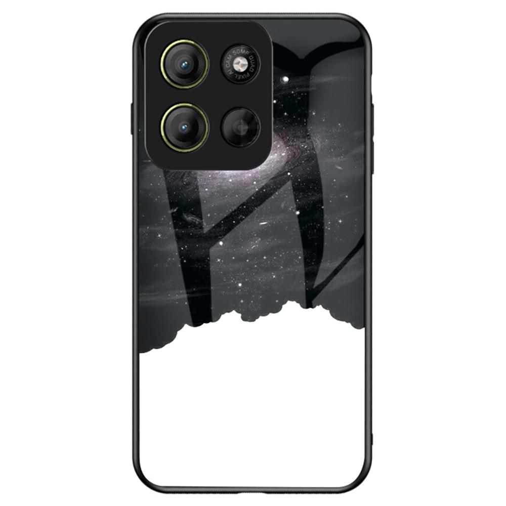 For Motorola Moto G15 4G Case Starry Sky Pattern Tempered Glass Phone Cover