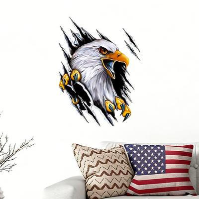 American Bald Eagle Wall Decal Patriotic Eagle Crack Truck Decal Removable Waterproof Bumper Sticker for Cars Vehicles Trucks Laptops Windows Walls