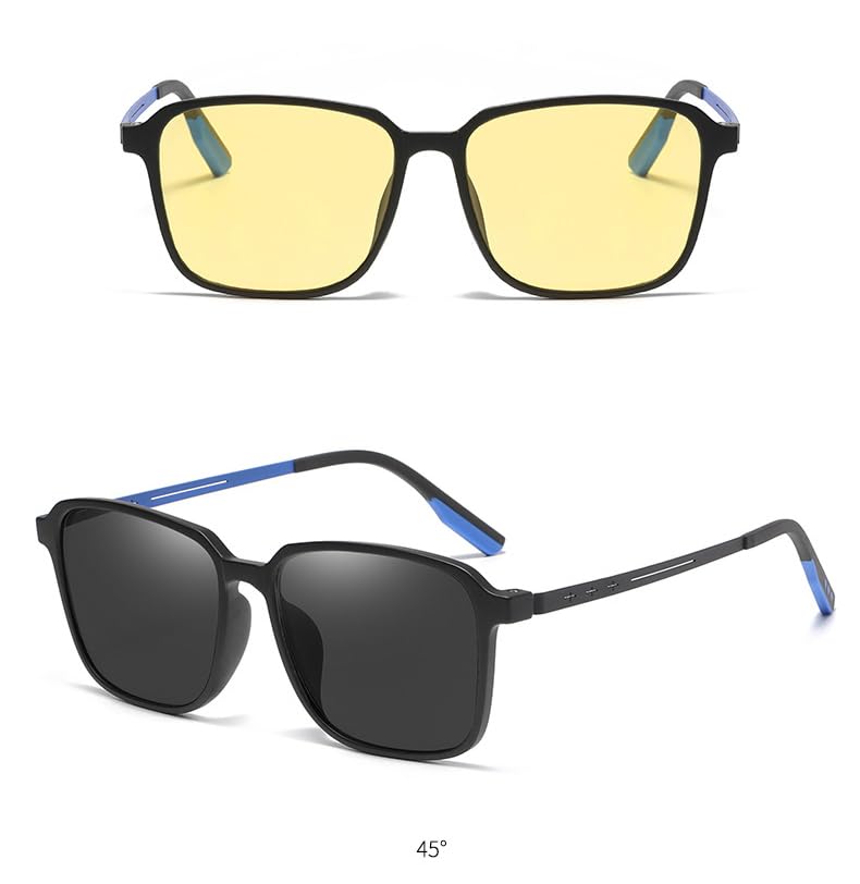Progressive Multifocal Reading Night Hiking [PLOPLO] Photochromic, Tinted, Glasses, Light-Blocking, Vision, Fishing, (Black, 2.0)