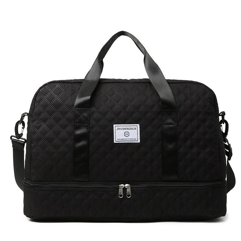 Lightweight Diamond Patterned Bag Large Capacity Travel Luggage Portable Suitable Short Long Distance Travel Fitness Storage Bag