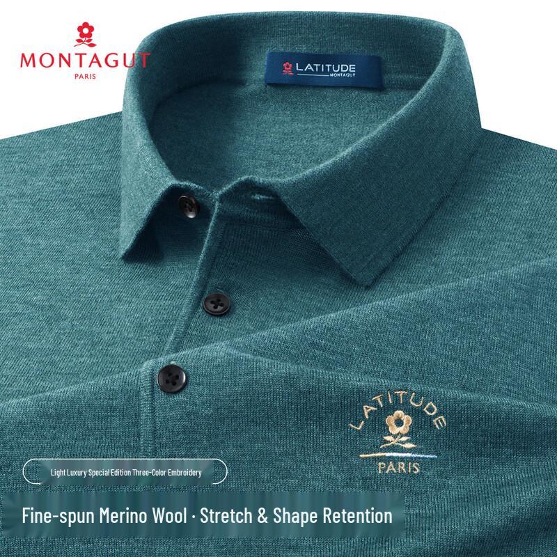 Мужской свитер-поло с длинным рукавом из смесовой шерсти MONTAGUT 52