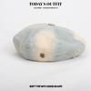 Japanese High end Denim Gradient Beret Ripped Denim Beret Vernacular Retro Versatile Old Painter Hat