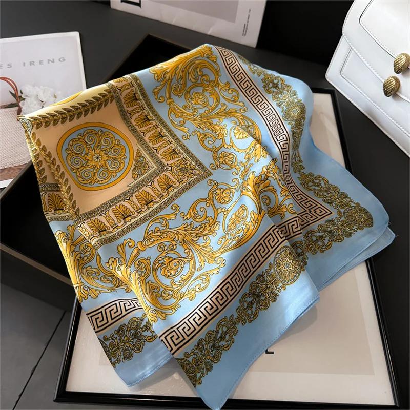 New Fashion 70X70Cmprinted Women'S Scarf Pashmina Silk Scarf Square Shawl Decorative Headband Neck Luxury Design Bandana