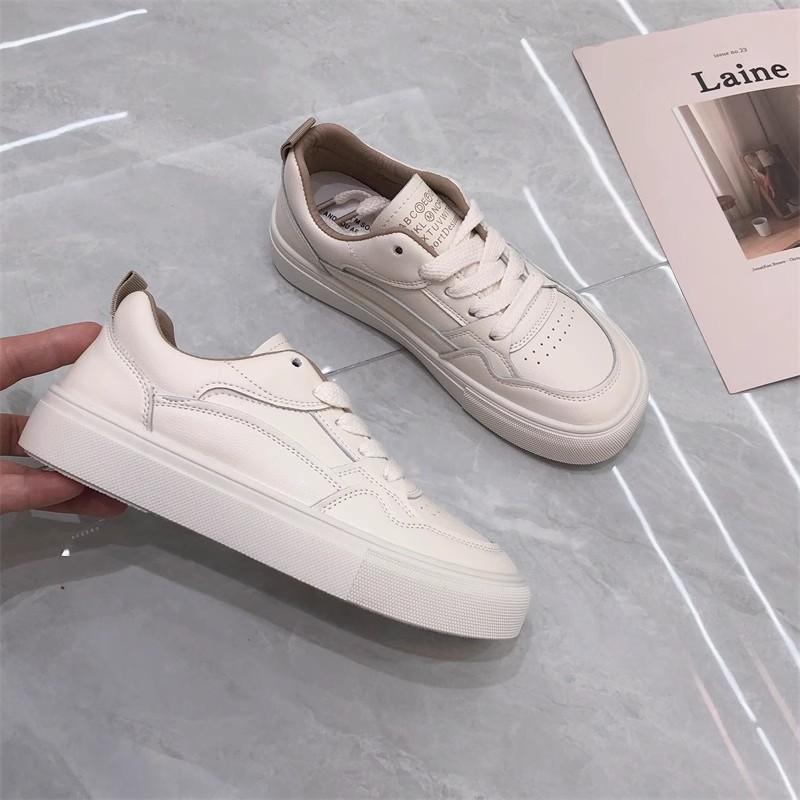 Leather Flat White Shoes Women's Soft Baseplate Shoes 2025 Spring and Summer New Versatile Thin Casual Student Women's Shoes