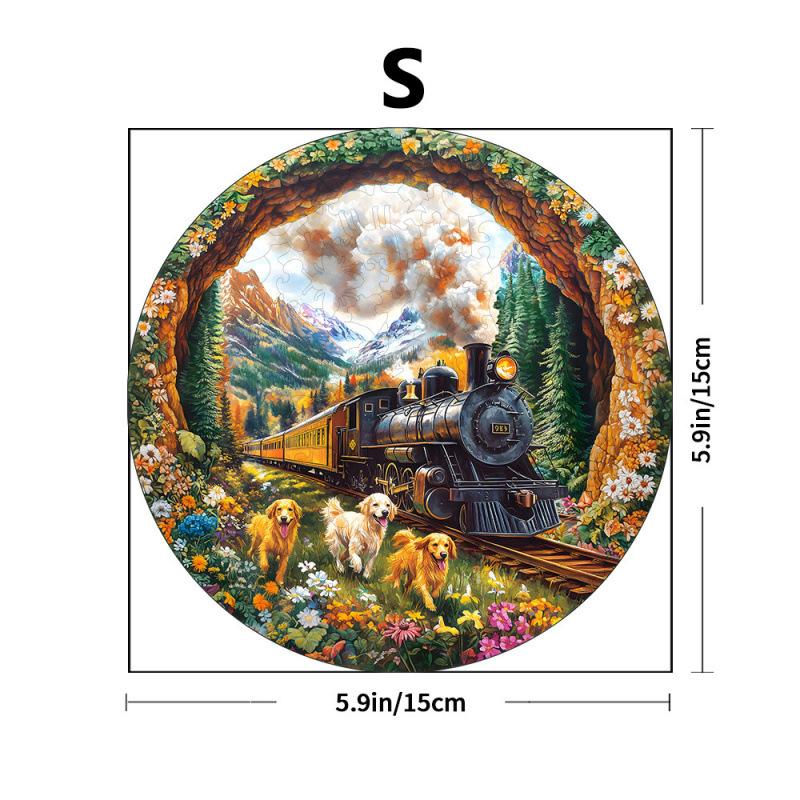 Mountain Forest Train Wooden Puzzle Irregular Animal Wooden Puzzle Creative Educational Children S Toy