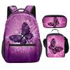 Classico Novità Fresco Bello Farfalla Stampa 3D 3pz/Set Studente Borse Scolastiche Zaino per Laptop Borsa a Tracolla Borsa Pranzo Astuccio