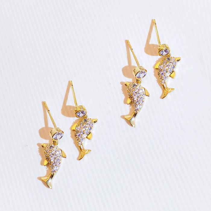 Sea Life Earrings Temperament Earrings Dolphin Earrings Women'S Tide Ear Jewelry