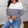 2026 Spring/Summer Elegant Striped Women's Long-Sleeved Top