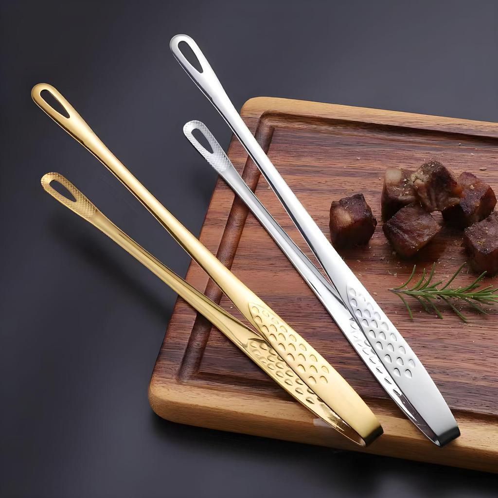 304 Stainless Steel Korean BBQ and Kitchen Tongs for Steak, Buffet, and Strawberry Preparation