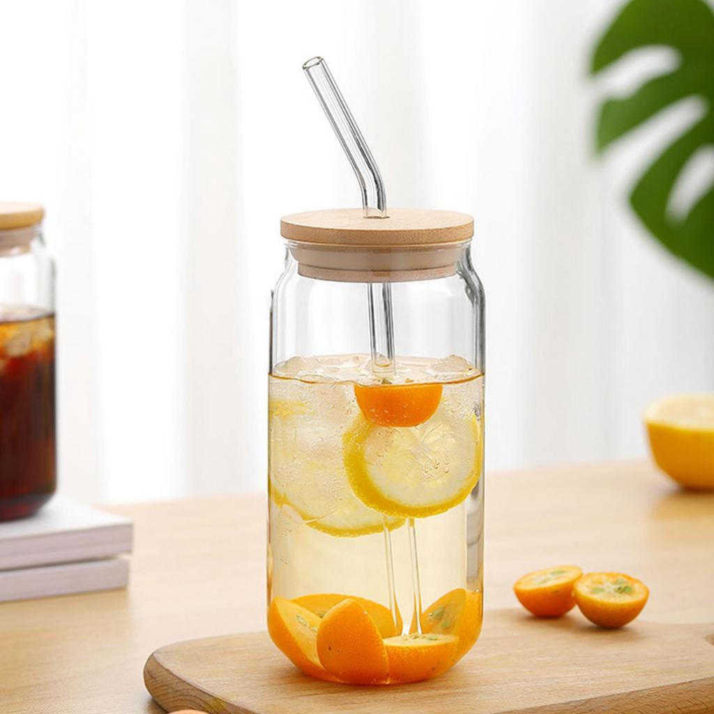 550ml/400ml Glass Cup with Lid and Straw Transparent Reusable Coke Cup Juice Glass Beer Can Milk Mocha Cups Mug Drinkware