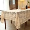 Elegant Retro Pastoral Style Lace Simple Crochet Tablecloth Cotton and Linen Coffee Table Cloth Background Cloth Placemat
