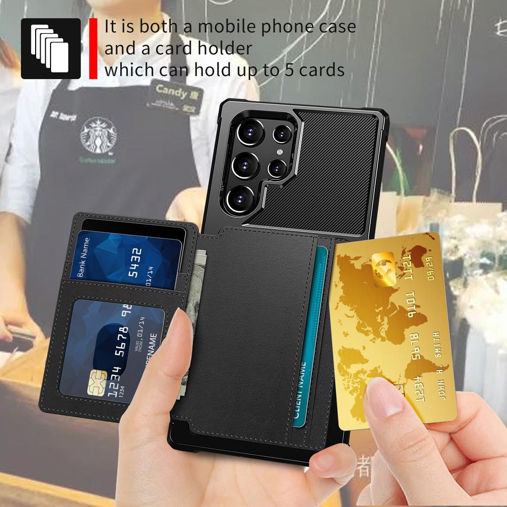 Fallbeskyttelseskortspor Skinnveske for Samsung Galaxy S22 Ultra S 22 S21 Fe 5g S20 Plus A52s A52 A72 A12 lommebokdeksel