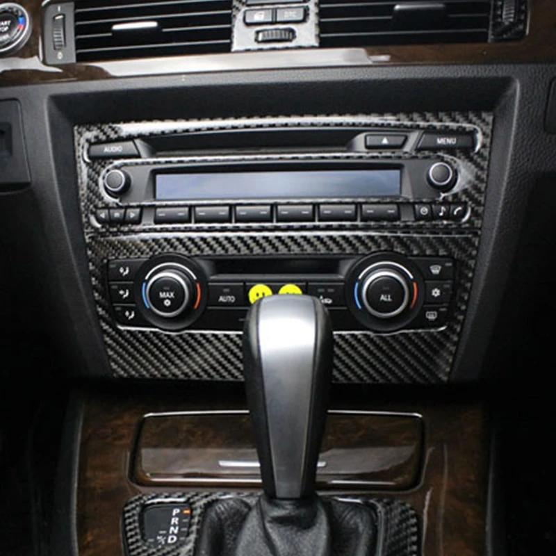 2 bucăți fibră de carbon mașină centrală control CD panou cadru capac autocolant decorativ Trim accesorii auto pentru BMW Seria 3 E90 E92