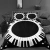 Piano Keys King Queen Duvet Cover 3D Cartoon Musical Notes Bedding Set for Kids Teens Adult Fashion Music Polyester Quilt Cover
