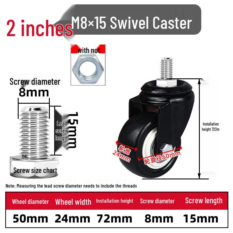 Silent Swivel Casters with Inch Threaded Rod & Double Bearings