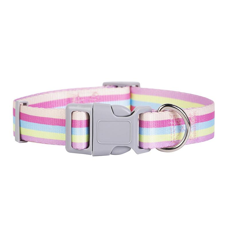 

Rainbow Walking Dog Rope Large Medium And Small Traction Rope Snap On Pet Collar Nylon Strap Woven Dog Pet Accessories M