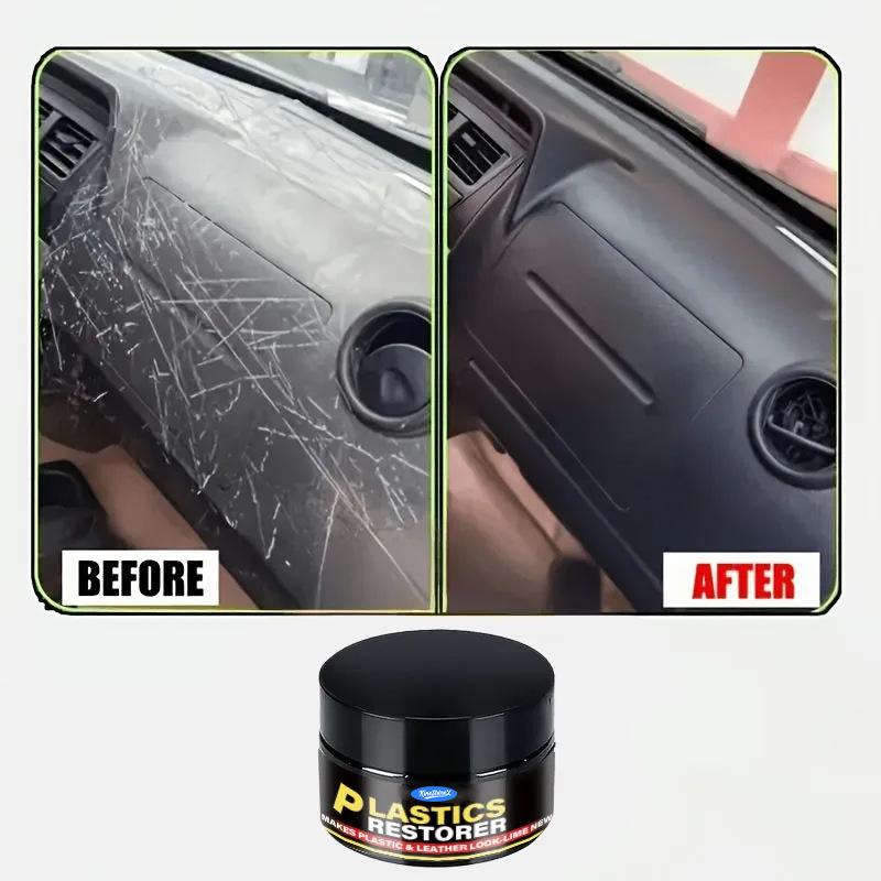 Pasta Rigenerante Plastica Pelle Interni Auto Nero per Cruscotto Pannello Porta Plastica Sbiadita