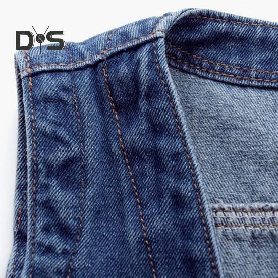 Dame dongerivest Ermeløs løs V-hals doble knapper Ensfarget vintage fast søm Hip Hop Streetwear Dame Høst Vårvest