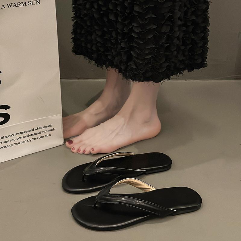 Fashion flat-bottomed silver flip-flops women's summer wear leopard print cool slippers seaside pinch women's shoes shoes