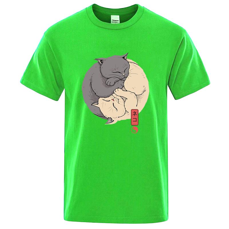 Summer Mens High Quality Tshirt 100 Cotton Short Sleeve Funny Cat Print Tshirt Casual Loose Oneck Cool Tshirt Male Tees