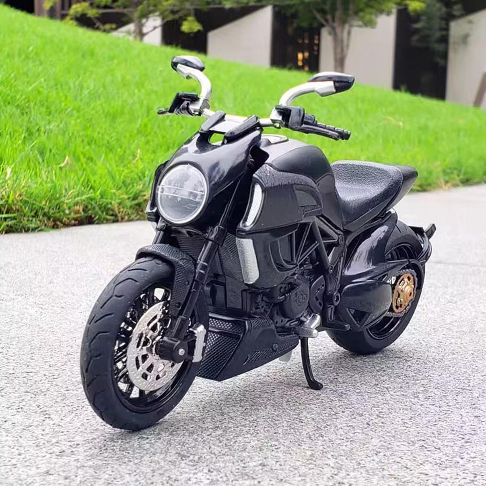 1:12 Kawasaki Ninja H2R Diavel Motorcycles Toy Car Model Light Sound Shock Absorption Miniature Vehicle for Child Birthday Gifts