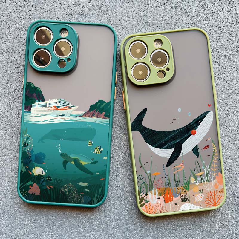 Whale Shockproof Funny Phone Case for iPhone 13 12 11 Pro Max Mini 16 15 14 Pro Max Plus X XR XS 7 8 Plus SE2 Back Cover Fundas