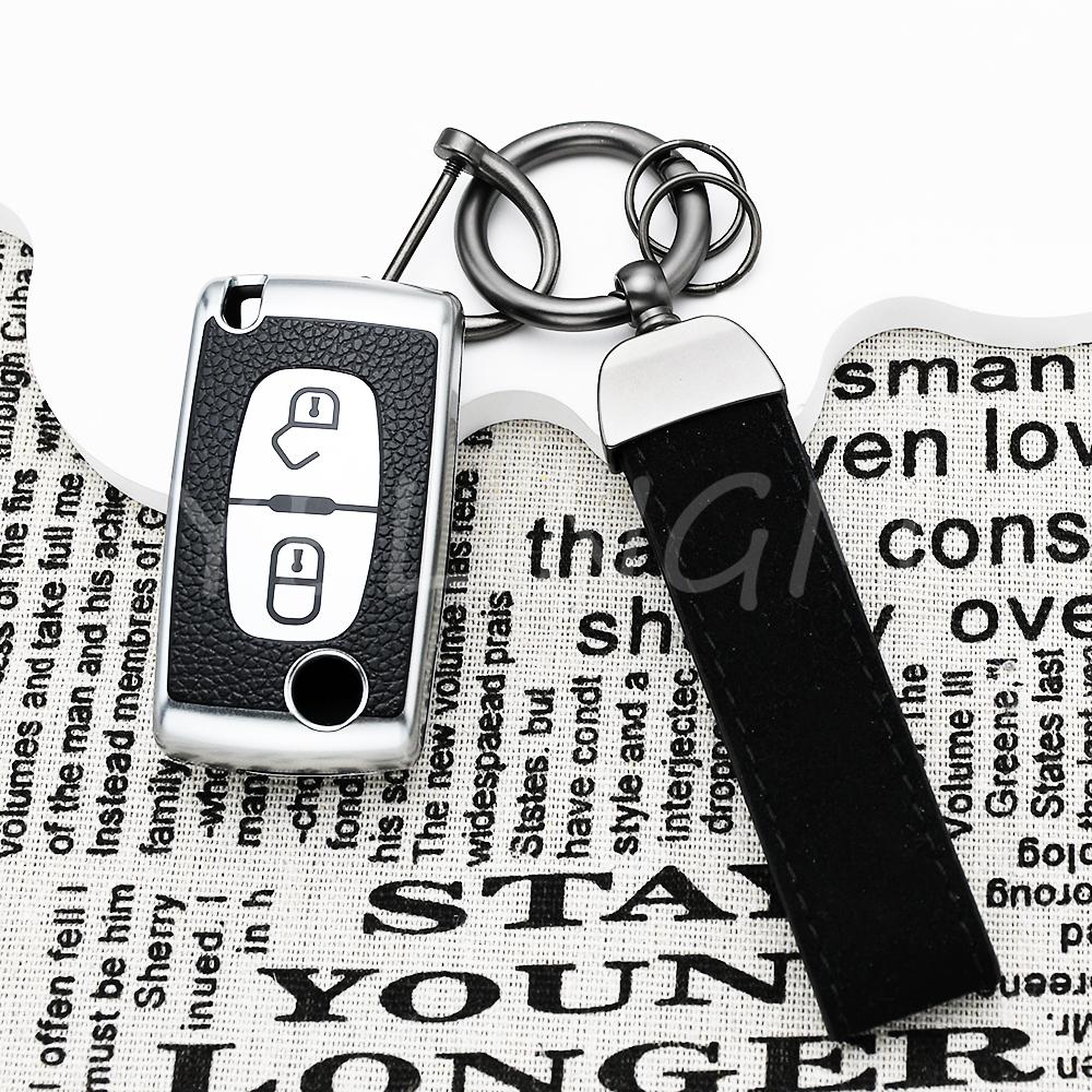 Shell Fob For Citroen Xsara Picasso C5 C6 C8 Leather Tpu Car Remote Key Case Cover For Peugeot 107 207 307 308 407 607 3008 5008