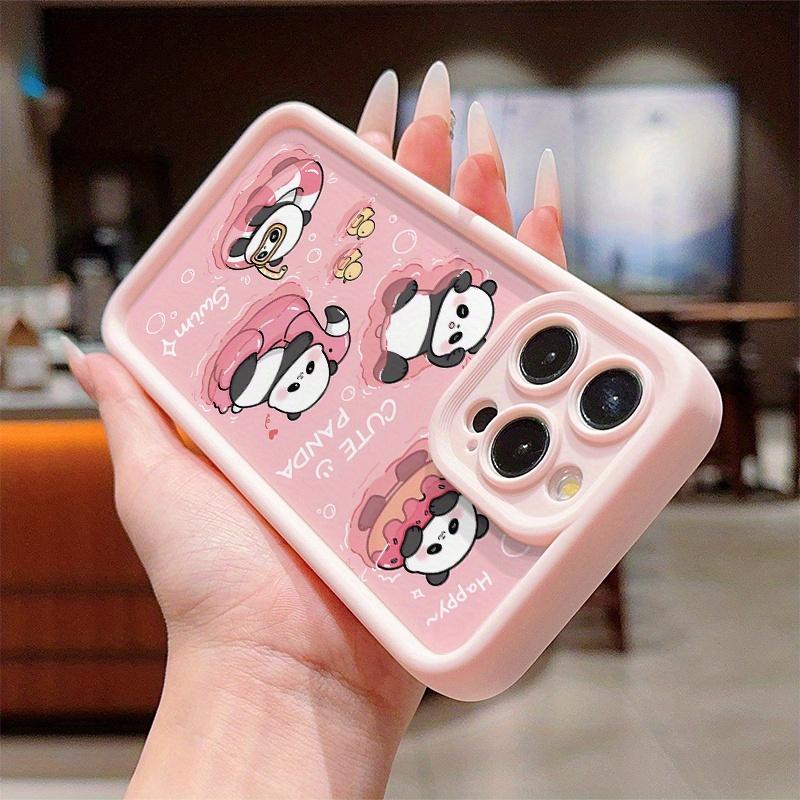 Rosa süßes Panda-Print-Handyhülle geeignet für iPhone 17 16 15 14 13 12 11 Pro/ Max /Plus sturzsicher und stoßfest