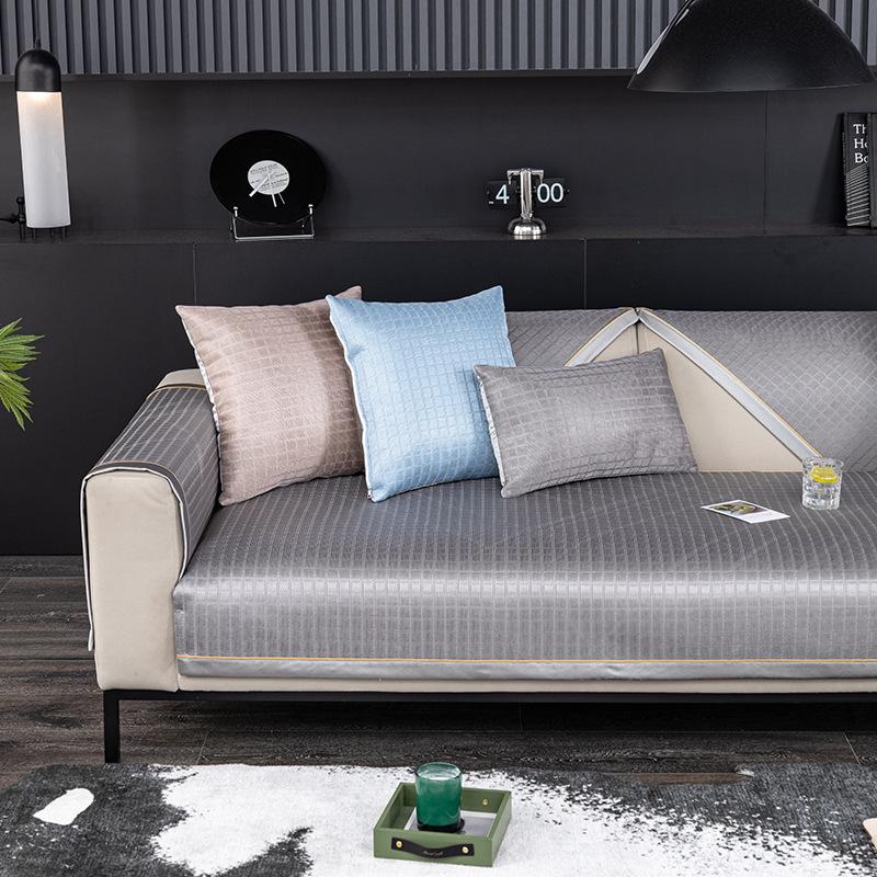 Light Luxury Sofa Cushion Summer Ice Silk Mat Seat Cushion Non-Slip Summer Modern Living Room High-End Leather Sofa Cover Towel