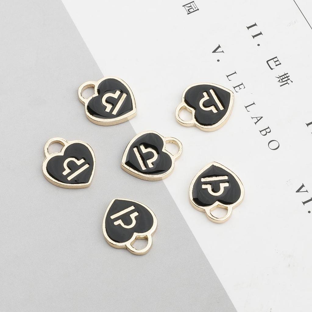 10/12Pcs 12*14mm 12 Constellations Love Heart Droping Oil Alloy Accessories For Jewelry Component Making DIY Necklace Bracelet Earring