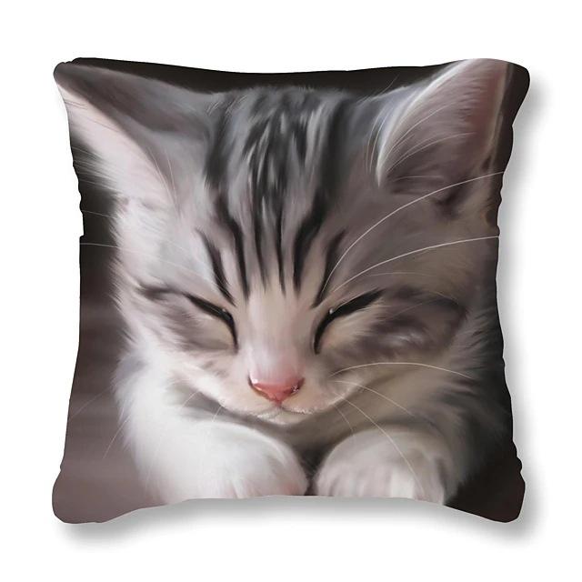 Home Decor Cute Kitten Patterns Pillow Covers for Decor Pattern Cushion Cover Suitable for Sofa Bedroom Car Pillow Cover