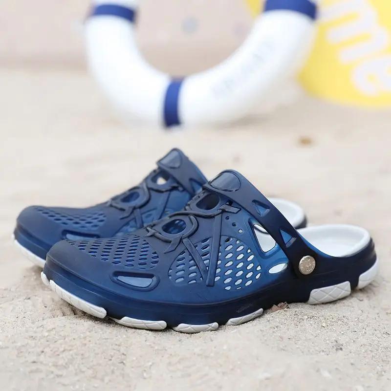 Fashion Slides Men's Shoe Male Slipper Hole Half Mules Eva Pvc Outdoor Beach Elegant Comfortable Cheap Shoes Liquidation Designer Luxury