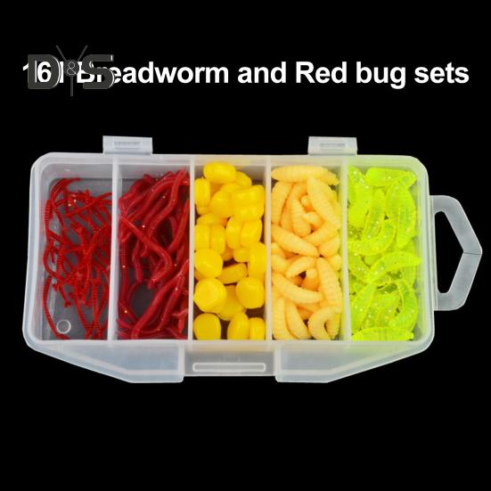 Weiche Angelköder-Set, leuchtende Farben, realistisch aussehende Mini-Künstliche Würmer, Angelköder mit Aufbewahrungskoffer